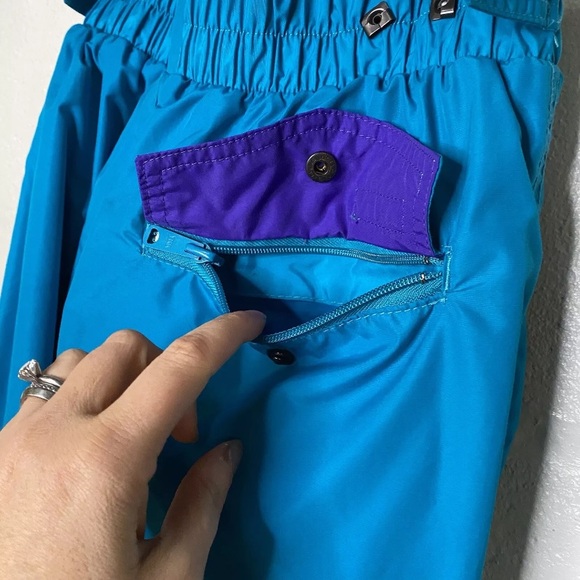 Vtg 90s Y2K Columbia Pull On Ski Snow Pants Turquoise & Purple Womens Size Large - Picture 10 of 12